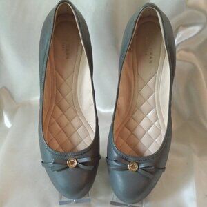 EUC 💥 BEAUTIFUL COLE HAAN DARK GREY LEATHER WEDGE SHOES ~ SIZE 9.5